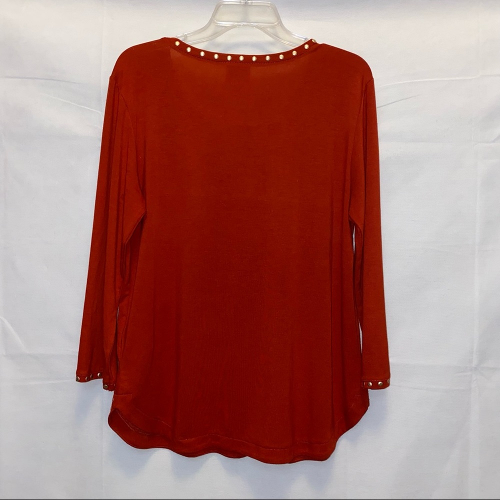 Ruby Rd. Rust Red Top W/ Gold Embellishments On T… - image 6